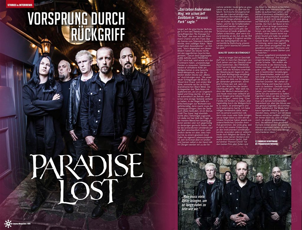 Paradise Lost // Legacy Magazine (Germany)